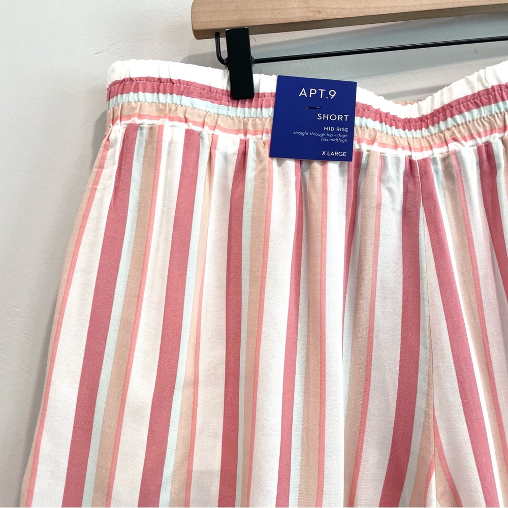 Apt.9 Mid Rise Striped Lightweight Pull On Shorts - Picture 5 of 8